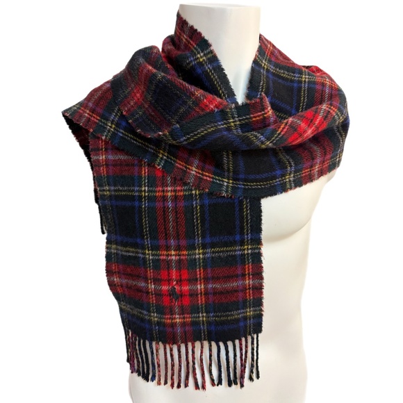 Polo Ralph Lauren Red Tartan Plaid Wool Scarf 🇮🇹 – Made in Italy - Picture 1 of 9